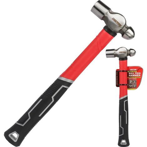 Dekton 16oz Carbon Steel Round Ball Pein Hammer Fibreglass Rubber Grip (1/2)
