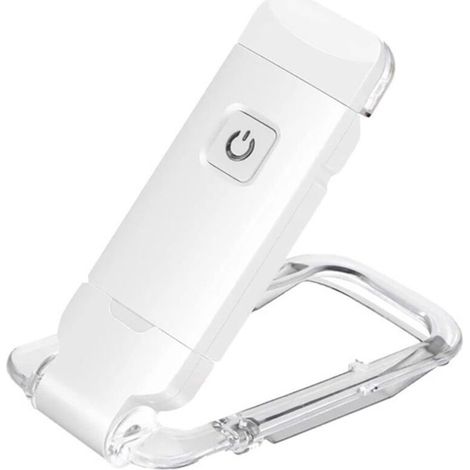 Wiederaufladbare, tragbare LED-Leselampe mit Clip, per USB-Kabel, ideal zum Lesen im Bett. Einstellbare Helligkeit, dimmbares Lesezeichenlicht (weiß).