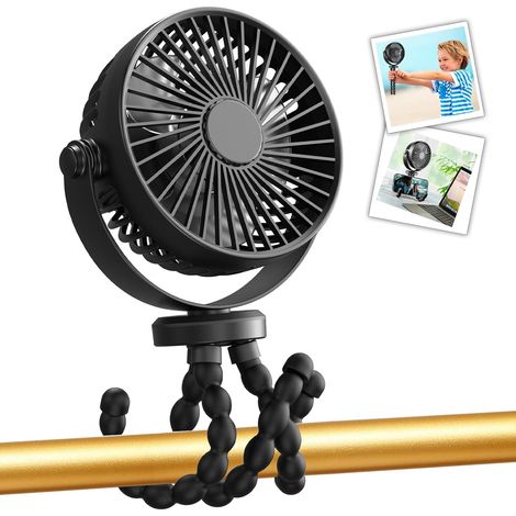 Mini ventilateur personnel portable, adapté aux sièges de voiture, alimenté par USB ou batterie 2000mAh, avec trépied flexible, pouvant se fixer sur un lit d'étudiant, un bureau, un vélo, un lit bébé (1/5)