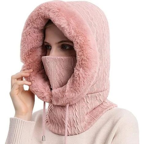 Cagoule Femme Hiver Chaud - Balaclava - Rose - Coupe-vent et multifonctionnelle (1/4)