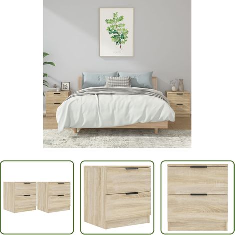 Bois d'ingénierie - Tables de chevet 2 pcs Chêne Sonoma Bois d'ingénierie (1/5)