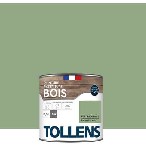 Tollens – Peinture bois extérieur satin 0,5L – Ultra résistante aux intempéries – Rendement 16m²/L – Couleur vert Provence RAL 6021