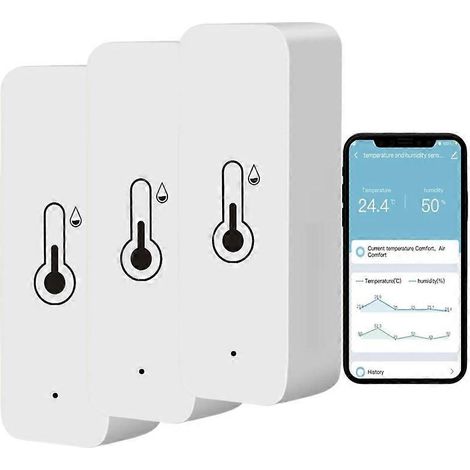 Capteur intelligent WiFi Zigbee Tuya de température et d'humidité intérieures : thermomètre et hygromètre, compatible avec Alexa et Google Home. (1/5)