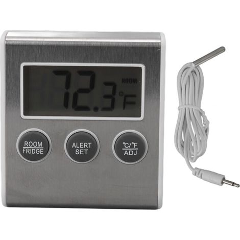 Termómetro digital para frigorífico con función de memoria y alarma. Termómetro pequeño para congelador con imán para uso en laboratorio. Blanco -Crezuo