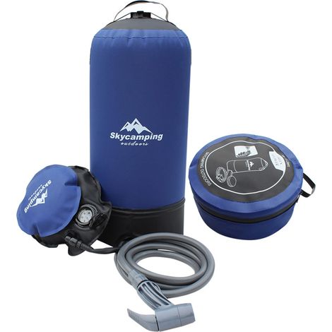 Douche solaire portable 11L avec pompe – Sac pliant pour camping, randonnée, escalade – Écologique, chauffe au soleil