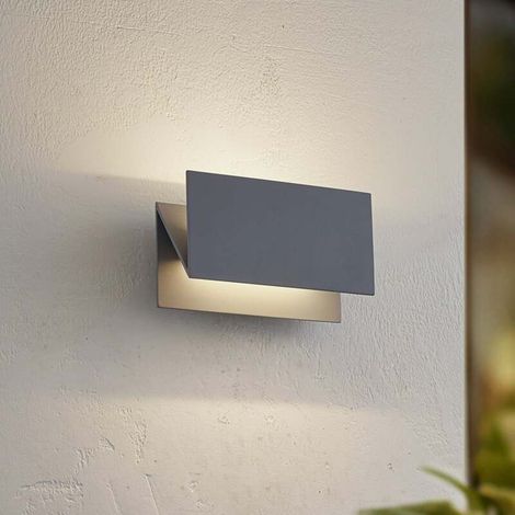 [NEUWERTIG] B-Ware Lucande LED-Außenwandleuchte Meja grau 27cm IP54 Aluminium 13W 1600lm (1/2)