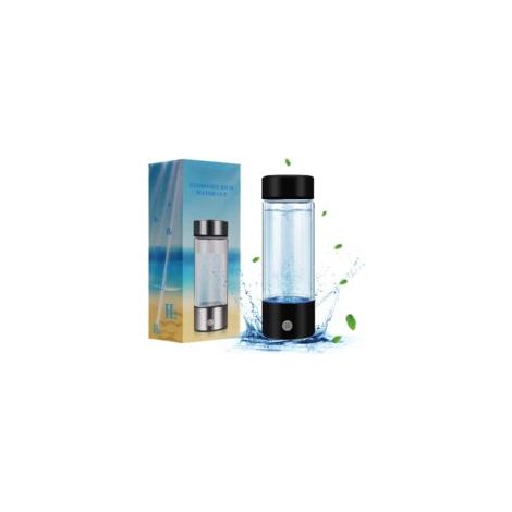 Bouteille à Eau Hydrogène, Bouteille d'eau Portable pour Hydrogène, 420 ML Bouteille d'eau d'hydrogène, Chargement USB Portable pour la Maison, le Bureau et les Voyages (Noir) (1/5)