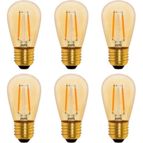 S14 Ampoule LED à Filament Vintage E27, 1W Amber Edison Remplacement 10W Incandescence, Non Dimmable, Blanc Chaud 2200K, AC 220V, Lot de 6 (1/5)