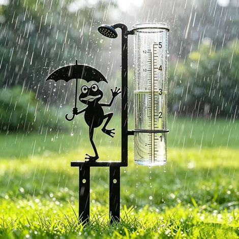 Pluviomètre de Jardin en Forme de Grenouille, Résistant au Gel et aux Intempéries, Décoration pour Terrasse et Pelouse (1/5)
