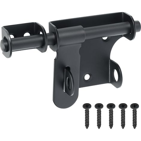 Verrou Porte Exterieur Coulissante à Bascule Boulon, Loquet de Porte Interieure Loquet Portail avec Vis pour Garage, Remise et Jardin, Noir Mat en Acier Inoxydable, 150MM (1/5)