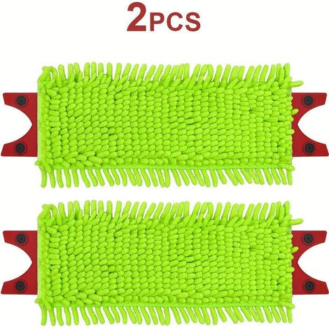 Lot de 2 tampons de rechange en chenille épaisse compatibles avec le balai Velida Ultramat 2. Lavable en profondeur et réutilisable. (1/4)