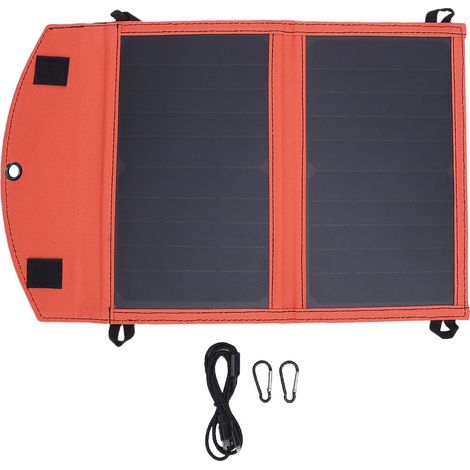 Ortviai Panneau Solaire Portable 14 W, Silicium Monocristallin, Étanche et Pliable pour Camping, Randonnée, Pêche