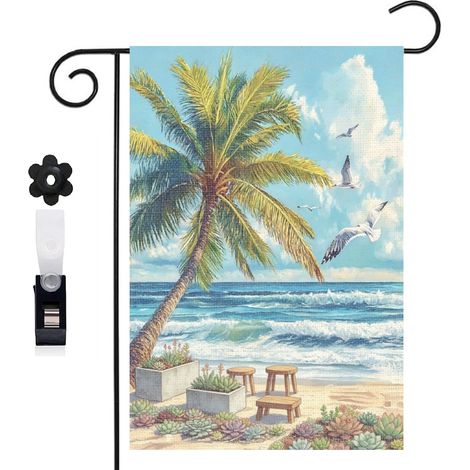Drapeau de jardin table de jardin et plage 30 x 45 cm décoration porche et entrée (1/5)
