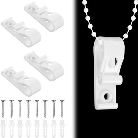 Ensemble de 4 clips blancs à double trou de type P avec renfort à vis pour stores verticaux/stores romains, assurant robustesse et durabilité. (1/5)