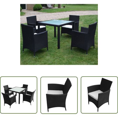 Salon de jardin 5 pcs - Mobilier de jardin - Mobilier à dîner jardin avec coussins Résine tressée Noir Chic-622758 (1/5)