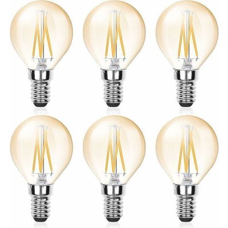 6 Pcs Ampoule LED E14 Filament G45, 4W (Equivalent 40W), E14 Candélabre Dimmable, Ambre Glow, Ampoule Vintage Lumière chaude (2700k), 220V 380lm (1/4)