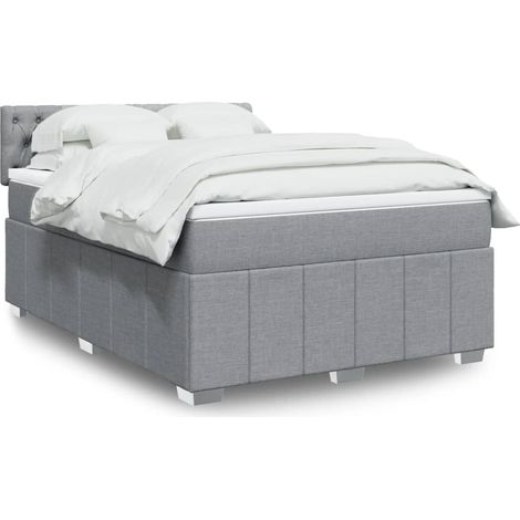 Boxspringbett mit Matratze Hellgrau 140x190 cm Stoff