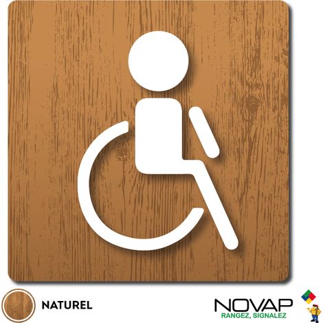 Plaquette Toilettes handicapés - Wood Chêne naturel 90x90mm - 4350080 (1/3)