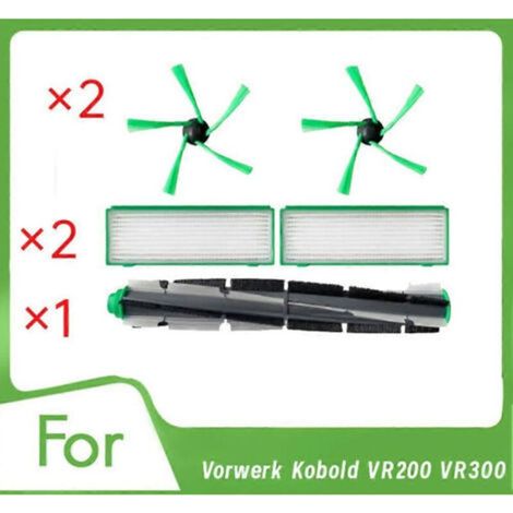 Lot de 5 accessoires pour aspirateur Vorwerk Kobold VR200 VR300 : brosse latérale rotative, filtre HEPA et accessoires ultra-résistants. (1/5)