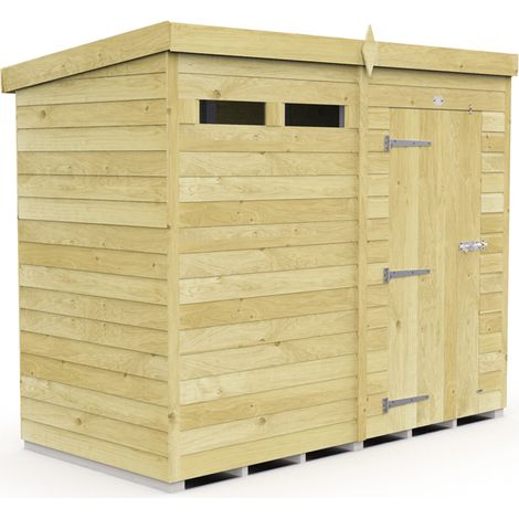 8 x 4 Feet Pent Security Shed - Single Door - Wood - L118 x W243 x H201 cm