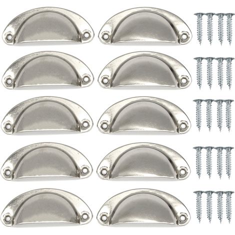 Pomello decorativo retrò per ante di mobili e cassetti, maniglia vintage a conchiglia per cassetti, armadi, mobili da cucina, pomello retrò curvo in ferro per ante di armadi e guardaroba (10 pezzi, di