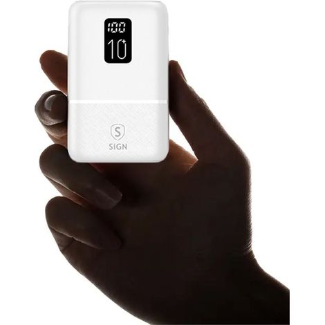 Batterie externe sign mini qc avec ecran 10 000 mah - blanc