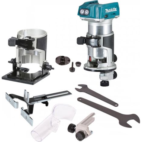 Makita DRT50Z 18V Cordless Brushless Laminate Router Trimmer + Bevel Base +Guide (1/4)