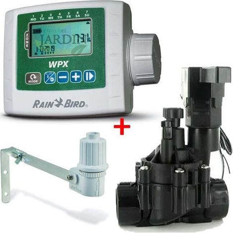 Programmateur d'irrigation Rain Bird WPX1 ESP 9v Rain Bird + Electrovalve 100DVF 1'' 9V + RSDBex capteur de pluie
