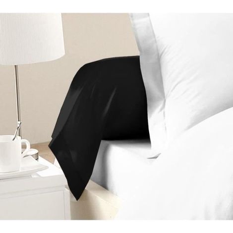 LOVELY HOME Lot de 2 Taies de Traversin 100% coton 85x185 cm noir (1/5)