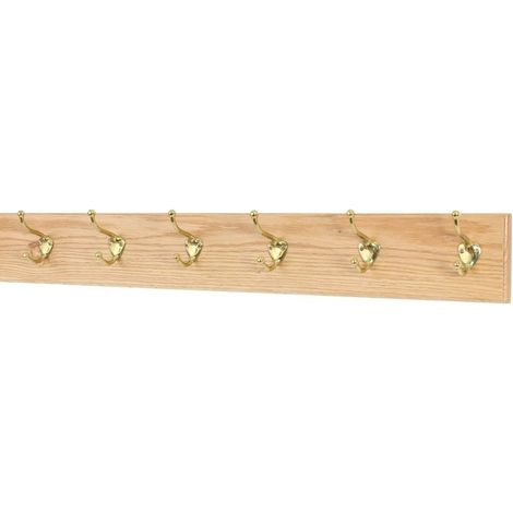 Perchero madera 6 ganchos de metal pared atornillar (1/3)