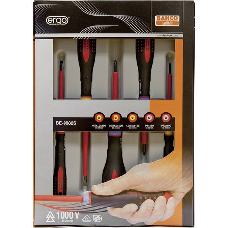 Bahco Ergo Elettricisti Kit cacciaviti 5 parti Taglio, Croce Pozidriv (1/3)