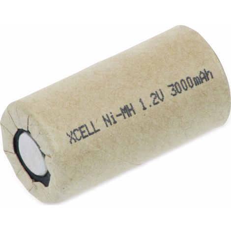 Batterie rechargeable NiMH XCell Sub-C avec coque en carton, 1,2V/3000mAh, 43x22,5 mm