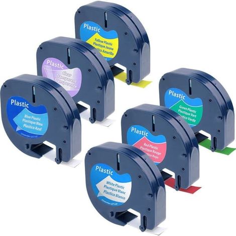 Étiquettes de remplacement compatibles pour les recharges DYMO Letratag 91331 (S0721660) Ruban d'étiquettes en plastique LT 1/2 x 13' (12 mm x 4) (1/5)