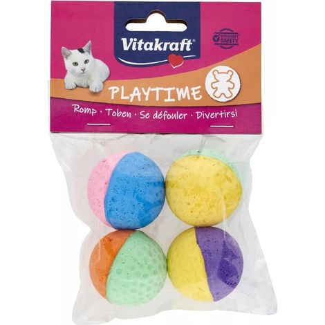 confezione da 4 palline per gatti vitakraft in gomma naturale, diametro 4 cm