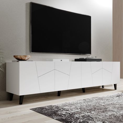 Meuble TV design blanc mat 200 cm Fuji (1/4)