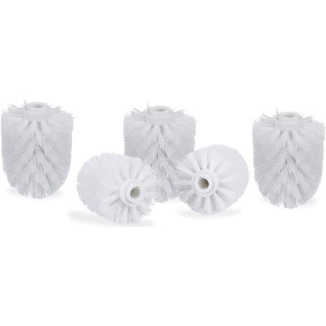 Tête de Rechange pour Brosse WC Lot de 5 Orifice intérieur 12 mm Diamètre 8 cm, Blanc (1/5)