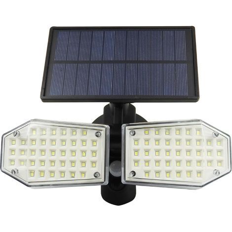 Projecteur d'extérieur à double tête 78 LED avec détecteur de mouvement solaire pour porte d'entrée, cour, jardin, garage, extérieur (1/4)