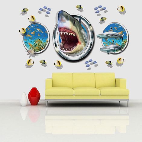 Stickers muraux Océan Marin pour chambre, armoire, autocollants amovibles en PVC (1/4)