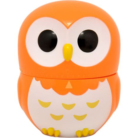 Minuteur de cuisine mécanique, en forme de hibou, finition orange, pour cuisiner, pâtisser et gérer le temps lors des tâches ménagères.-AquaForge (1/5)