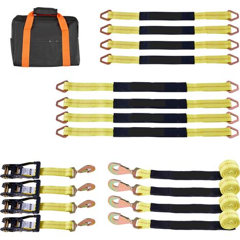 Mophorn Cinghie di Fissaggio per Pneumatici di Rimorchio 50,8 x 2438,4 mm con Gancio a Molla, Resistenza alla Trazione di 4540 kg e Capacità di Carico di 1512 kg, ideali per SUV e Rimorchi, Giallo (1/5)