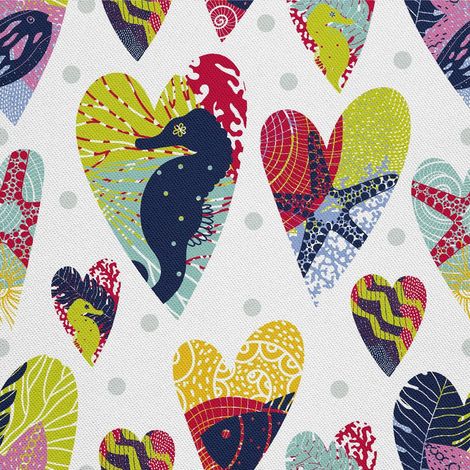 Tela decorativa para exteriores Oxford - Motivo Corazones Marinos I DX237 (1/5)