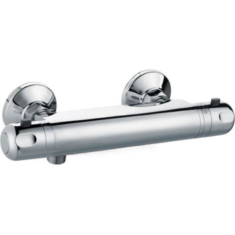 Edouard Rousseau – Robinet mitigeur thermostatique douche Volga 2 – Cartouche thermostatique – Sécurité anti-brûlure – Corps laiton chromé – Ecostop (1/5)