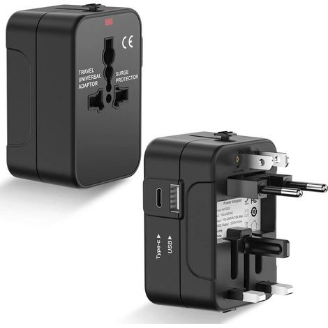 Tragbarer All-in-One-Universal-Netzadapter, internationales Wandladegerät, kompatibel mit US-, EU- und UK-Steckdosen (1/5)