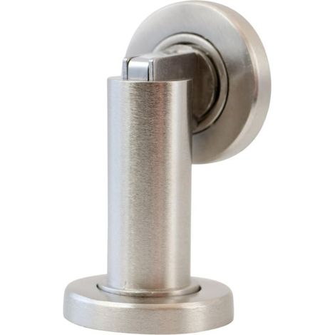Butoir de porte magnétique en aspect acier inoxydable - Butée de porte avec matériel de fixation au sol et au mur - Bloc Porte aimanté - Ø 5cm, hauteur 8cm (1/4)