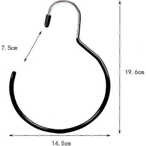 BEBUSINGOTO Lot de 5 cintres ronds pour foulards, grande taille, avec crochets, anneaux de suspension, porte-foulard pour cravates, ceintures, chapeaux (noir)