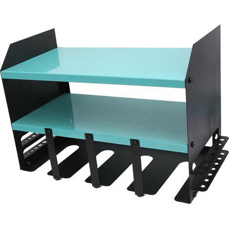 Organisateur d'outils électriques à 4 emplacements, structure en fer, support de perceuse compact et multifonctionnel, fixation murale pour atelier ou entrepôt, bleu (1/5)
