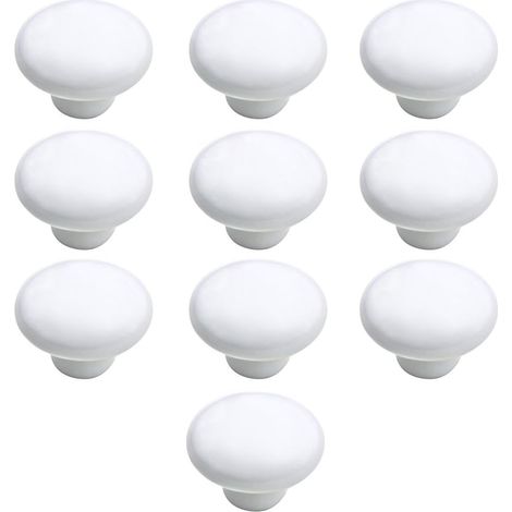 Bouton Porte 10 PCS Céramique Poignée Porte de Cuisine Armoire à Tiroirs Porte Boutons Blanc 33mm-Fei Yu (1/5)