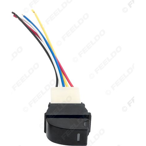 Interrupteur de lève-vitre électrique automobile avec faisceau de câblage, 12V/24V 20A, interrupteur à crochet à 5 broches, voyant bleu. (1/5)