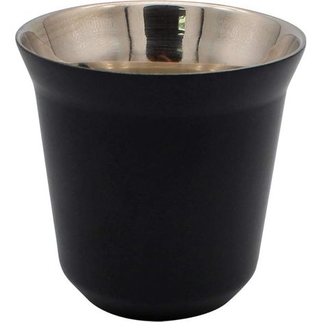 Tasse à café/expresso en acier inoxydable, à double paroi, isotherme, noire. (1/4)