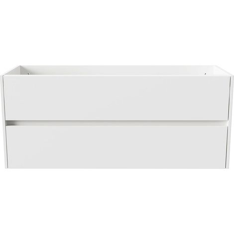 BELVIT DRAVA Waschbeckenunterschrank Waschtisch 120 cm Weiß glänzend 2 Schubladen Softclose grifflos Badezimmer